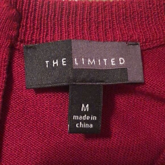 The Limited M Burgundy Black Snake Print Front Light Crewneck Sweater Back Zip - Picture 8 of 10